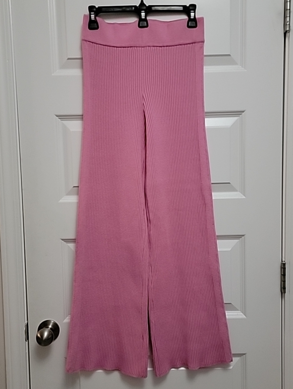 aerie Pink Ribbed Knit Wide-Leg Pants